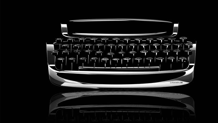 Typewriter Closeup On Black Background